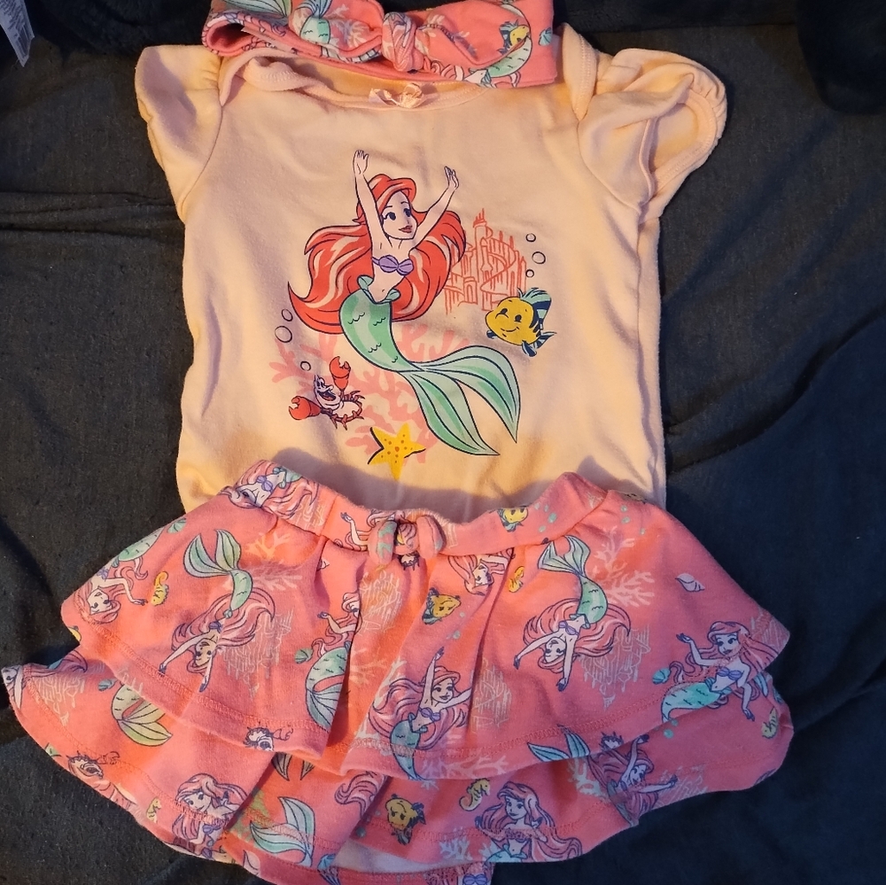 3 Piece Disney Ariel Outfit